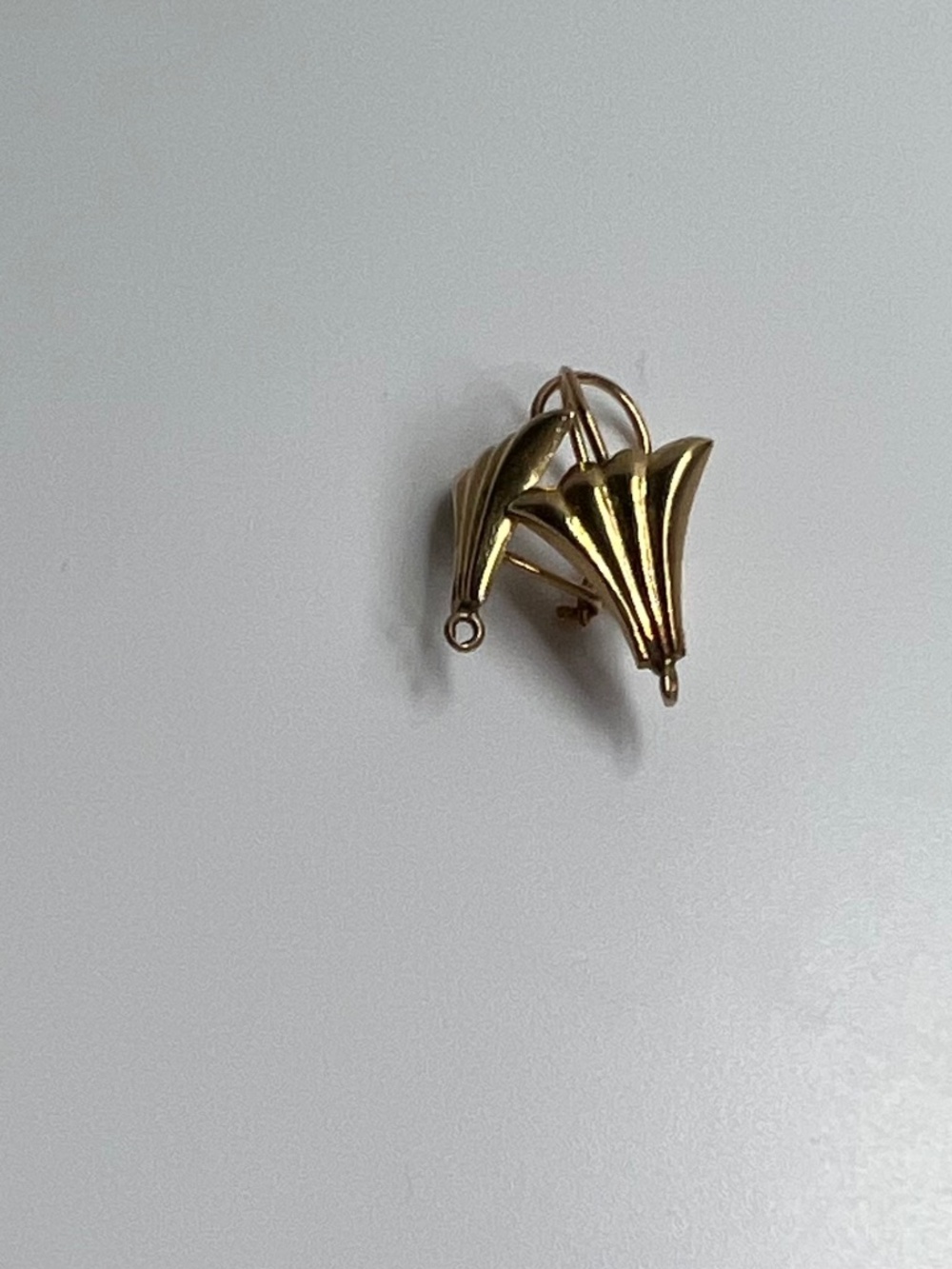 Vintage 14k Yellow Gold Fluted Fan Earring Findings Charm Holders Dangles 1.00g